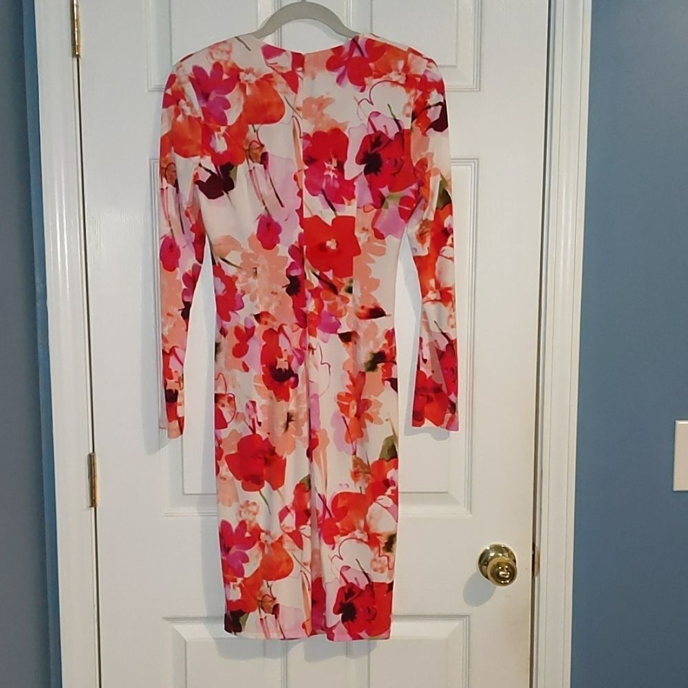 Calvin Klein floral print faux wrap dress Sz 6 - Picture 6 of 6